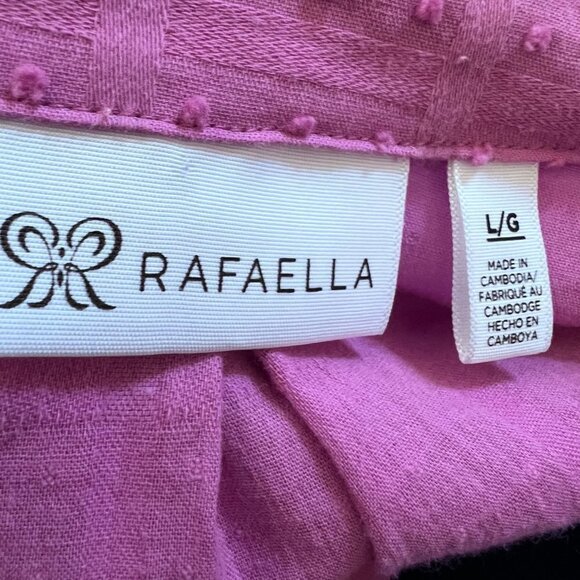 RAFAELLA Audree Window Print Dobby Long Sleeve Button-Down Tunic Top Fuchsia L - Picture 8 of 11